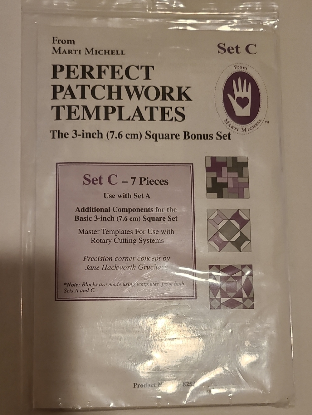 Perfect Patchwork Templates, Set C  Quilting, Sewing 3 Inch Square Bonus 8253